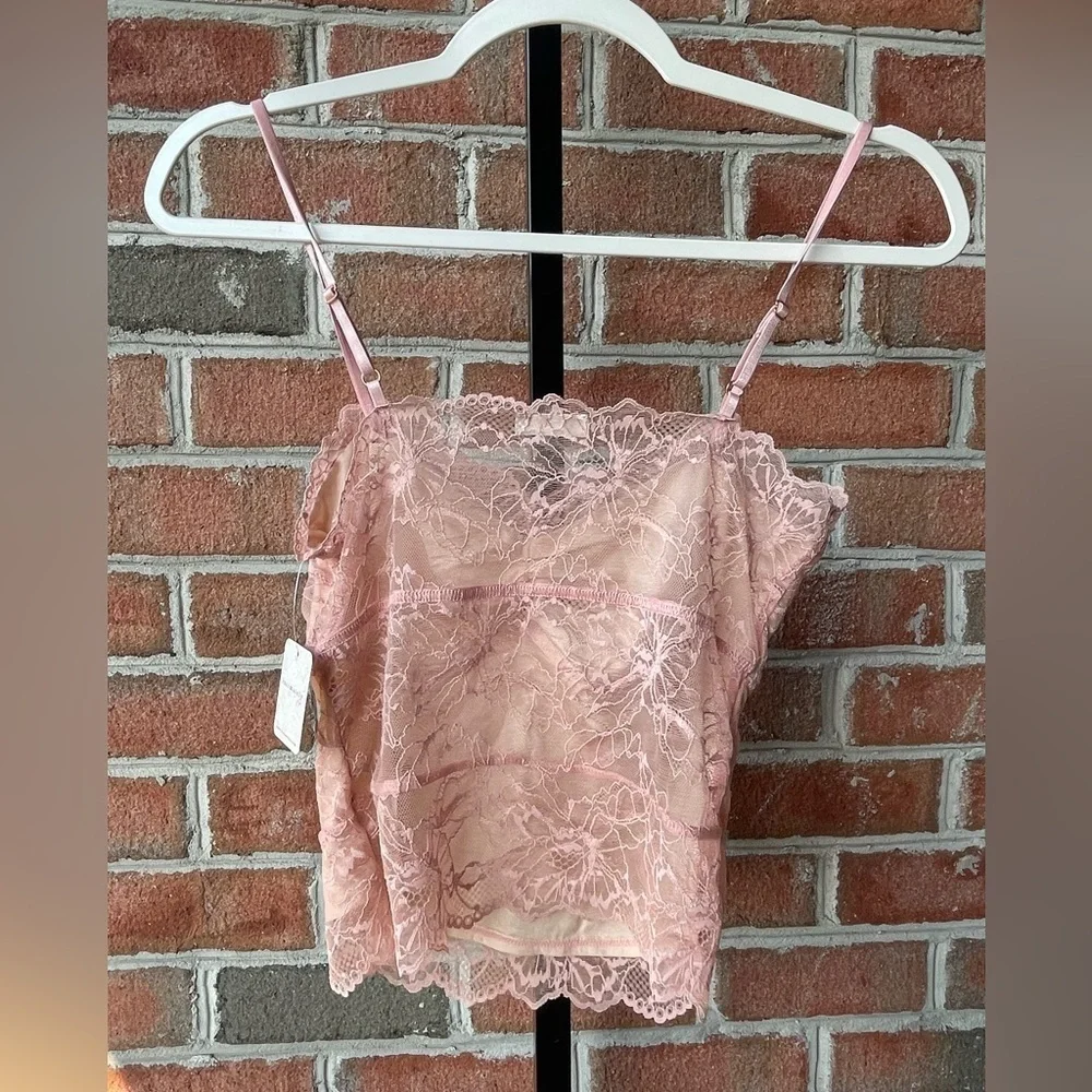 NWT Free People Lacey Essential Cami in Misty Rose Size XS & S w/ Rosette